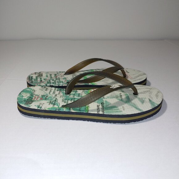 - The North Face Flip Flops Size 8 Map Print Green - Picture 1 of 6